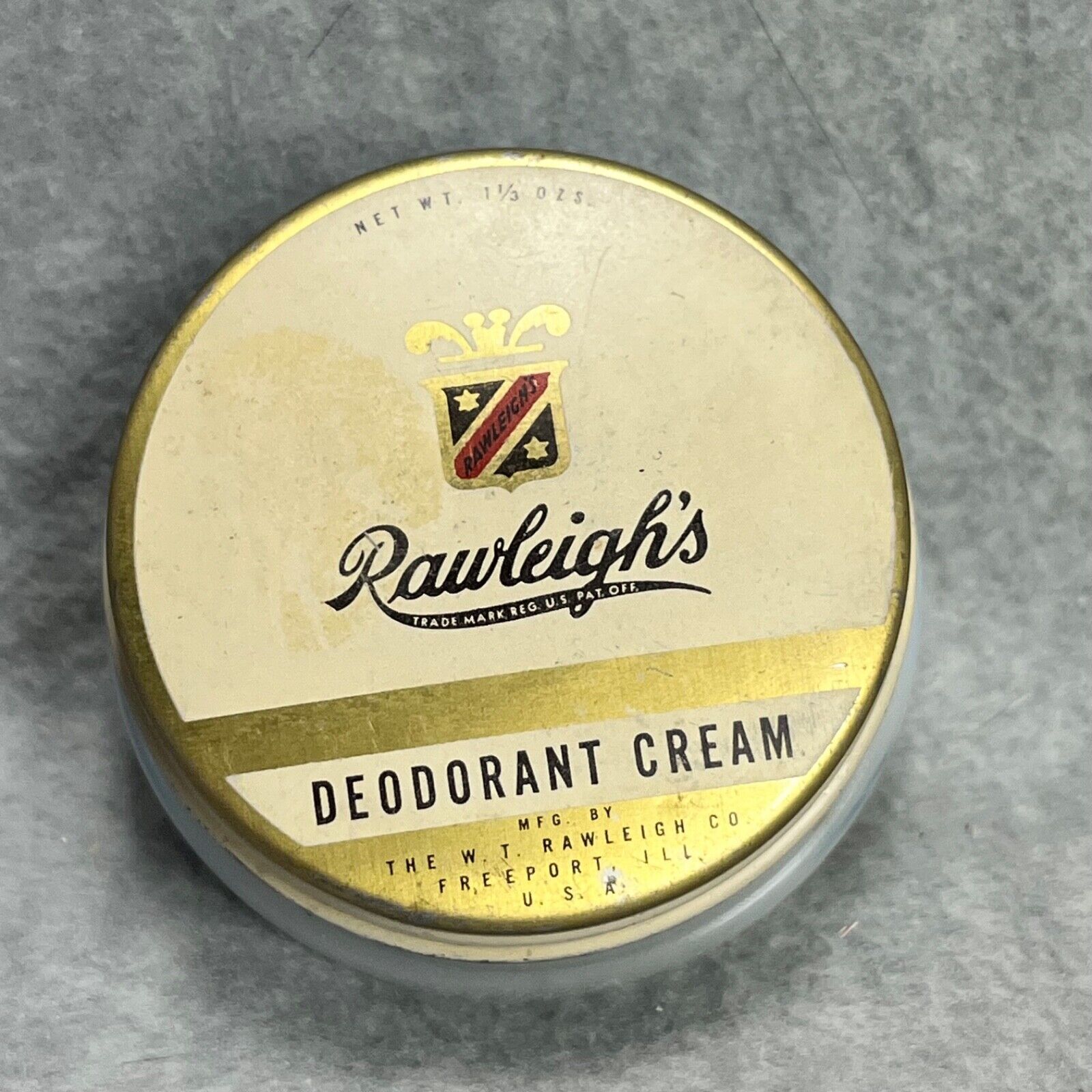 Rawleigh\'s Vint Deodorant Cream EMPTY Milk Jar with Lid Freeport IL
