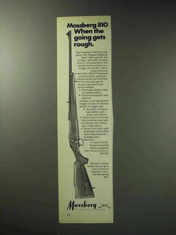 1971 Mossberg 810 Rifle Ad - When Going Gets Rough