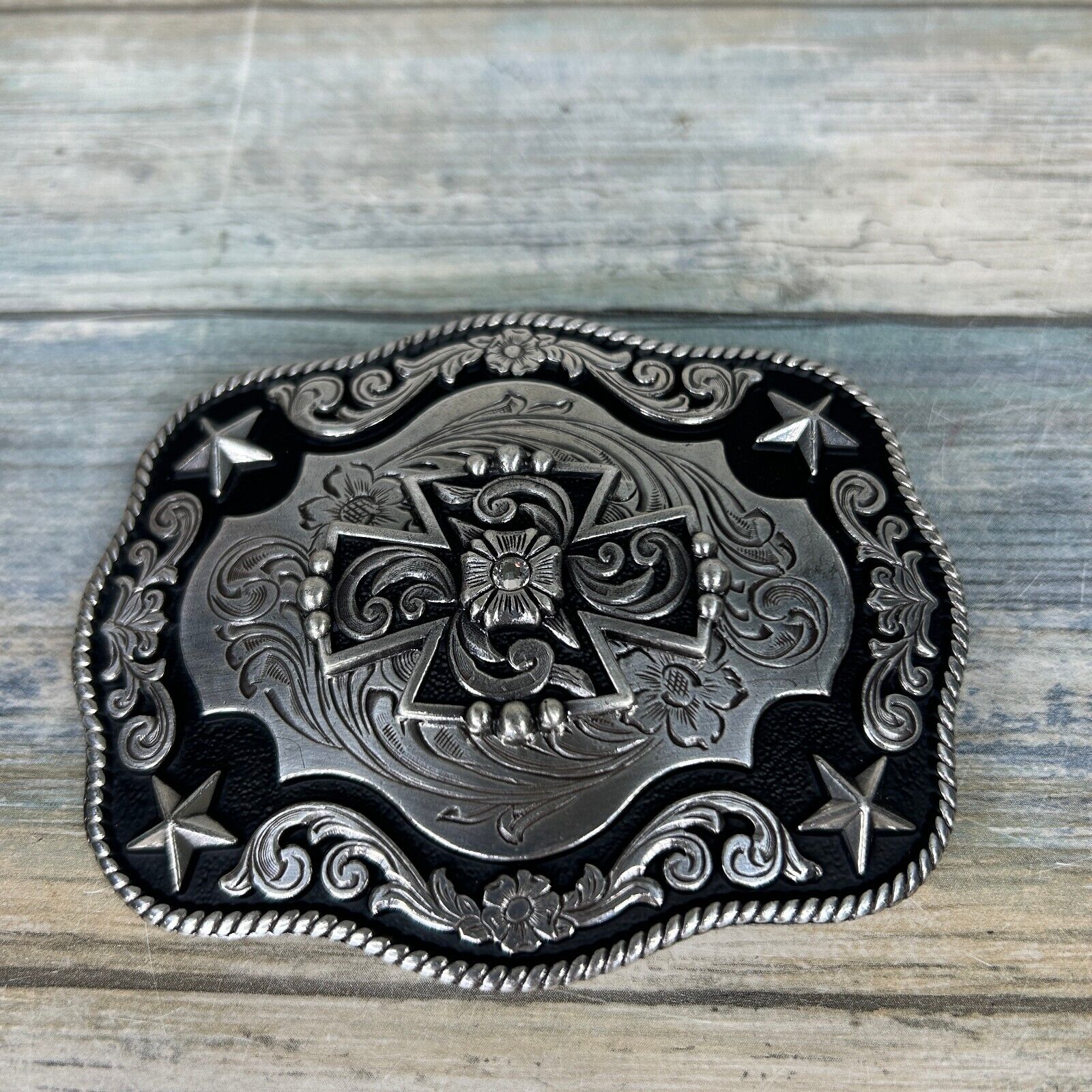 Nocona Belt Buckle Womens Floral Western Stars Cowgirl Rodeo