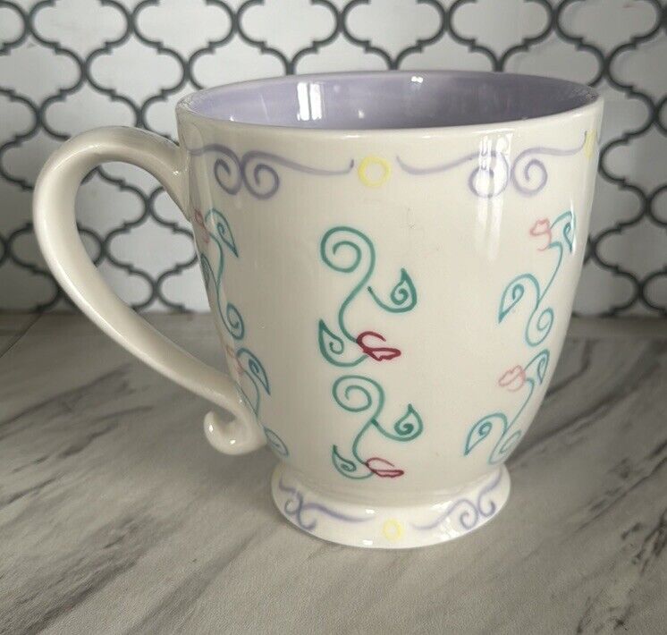 Rare Starbucks 2003 BARISTA Pedestal Coffee Tea Mug Cup Pastel Floral Designer