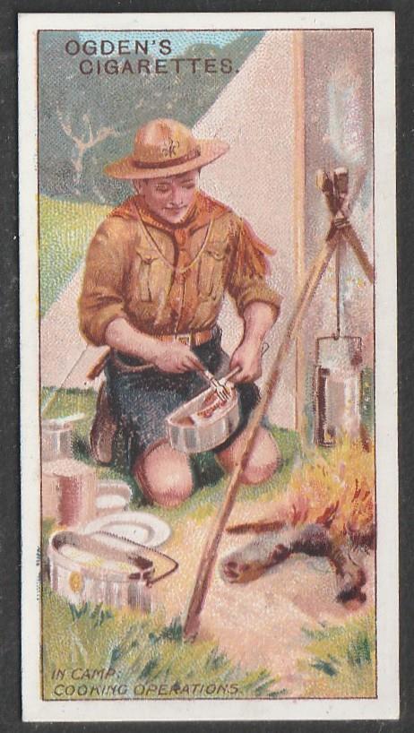 Ogden's, Boy Scouts, 1911, 1st Series, Blue Backs, No 14, In Camp: Cooking Op...