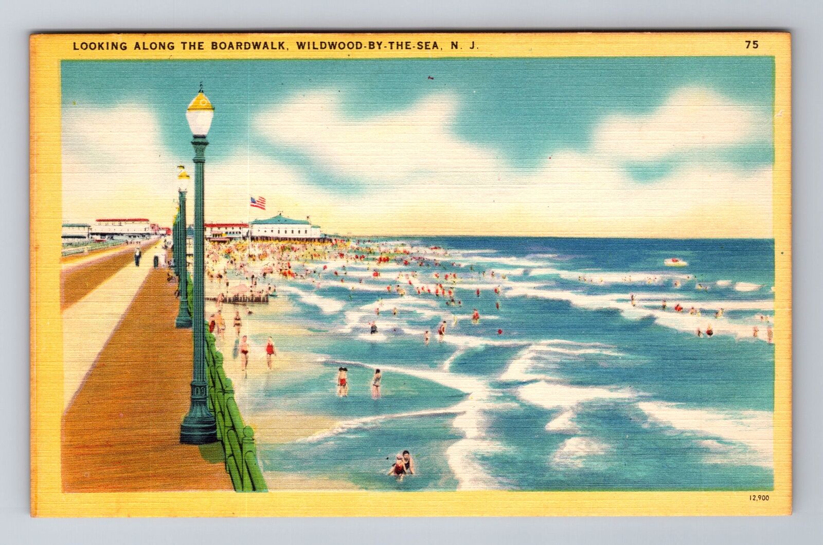 Wildwood-by-the-Sea NJ-New Jersey, Along the Boardwalk & Beach, Vintage Postcard