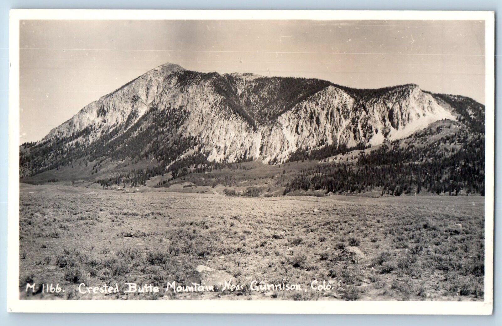 Gunnison Colorado CO Postcard RPPC Photo Crested Butte Mountain c1940's Vintage