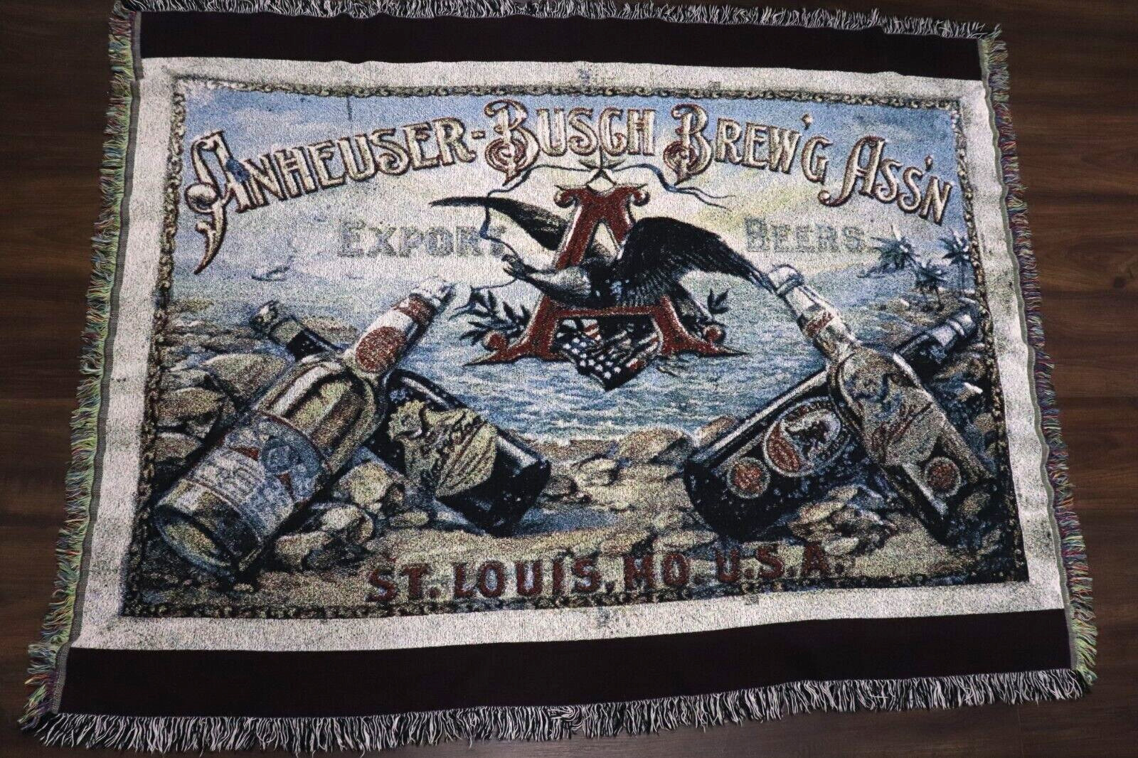Vintage Budweiser Anheuser-Busch Throw Blanket 51X66