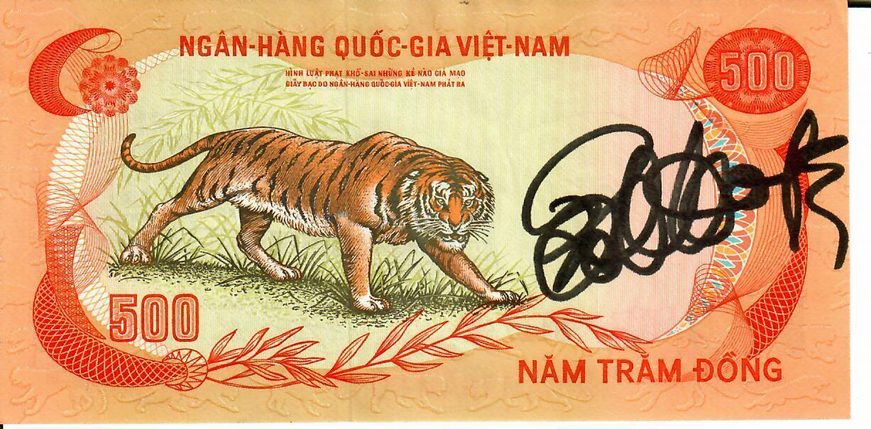 RARE “USO” Bob Hope Hand Signed Vietnamese Bill