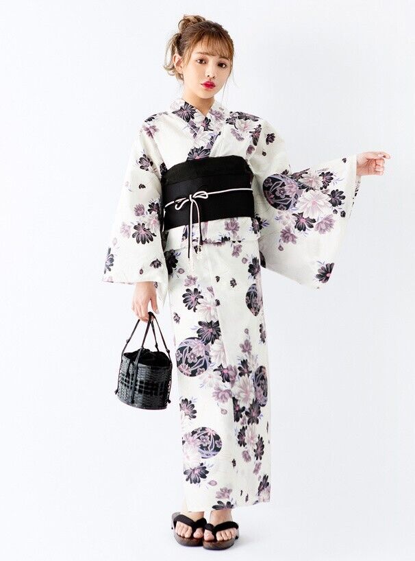 Grail Kimono Yukata Set Dress Chrysanthemum with glitte Kyoto Summer Clothes New
