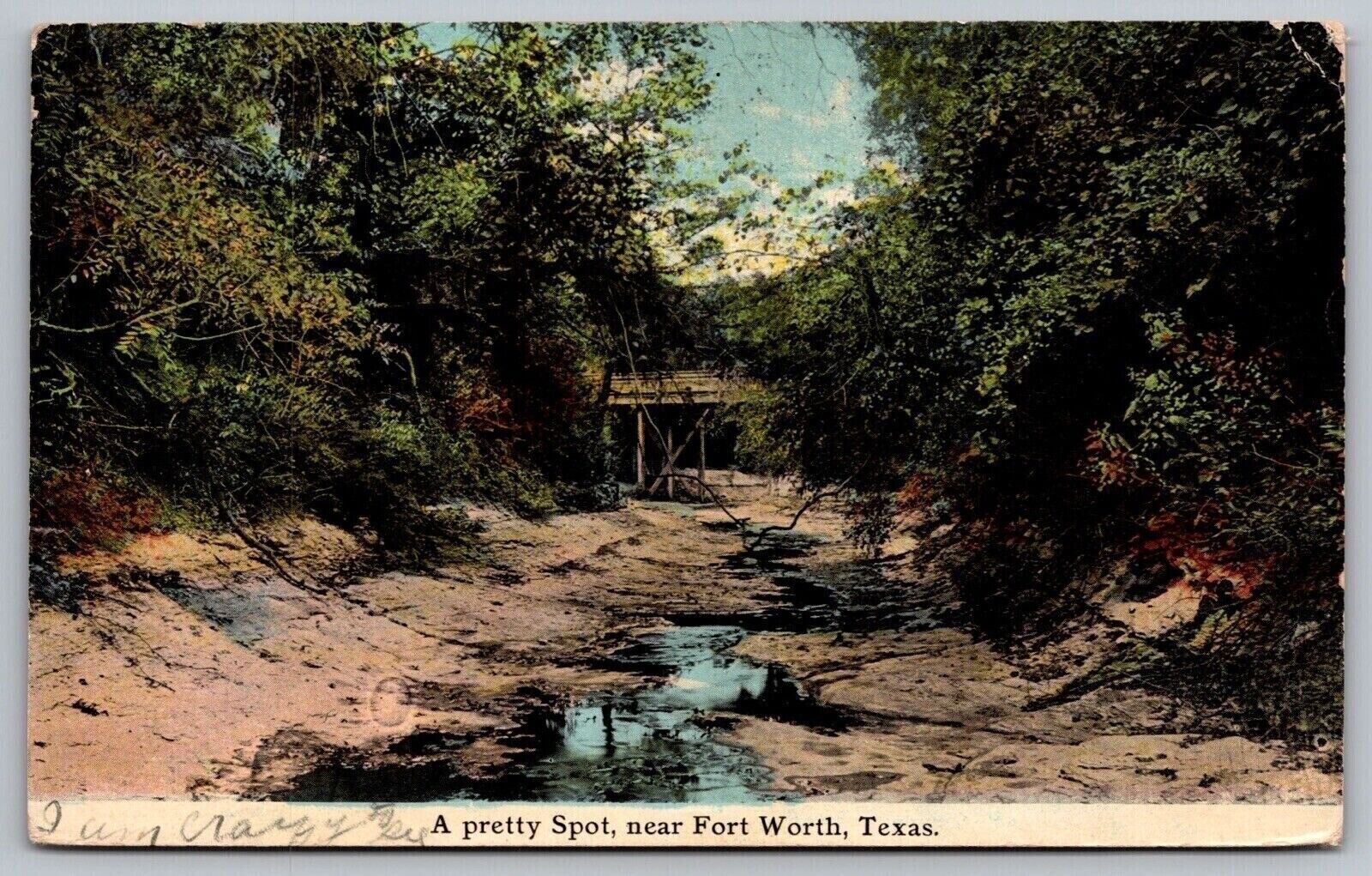 Fort Worth Texas River Waterway Bridge Cancel 1914 Antique Hopkinsville Postcard