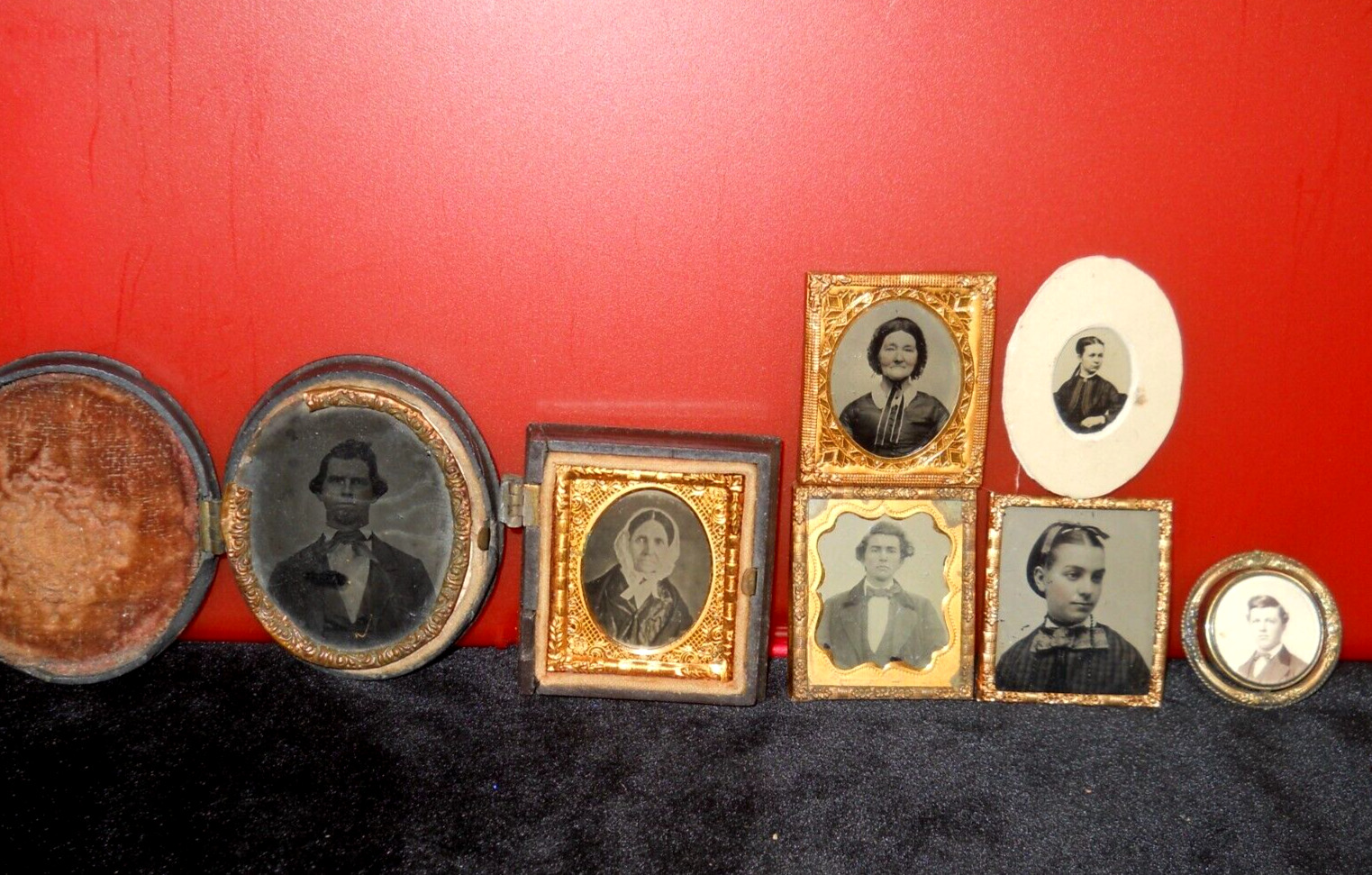 Seven Dollhouse size, mostly Tintype images of various subjects