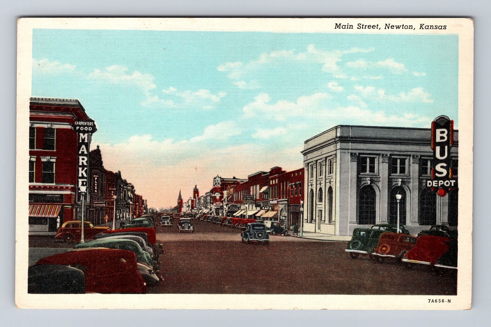 Newton KS-Kansas, Main Street, Advertisement, Antique, Vintage Souvenir Postcard