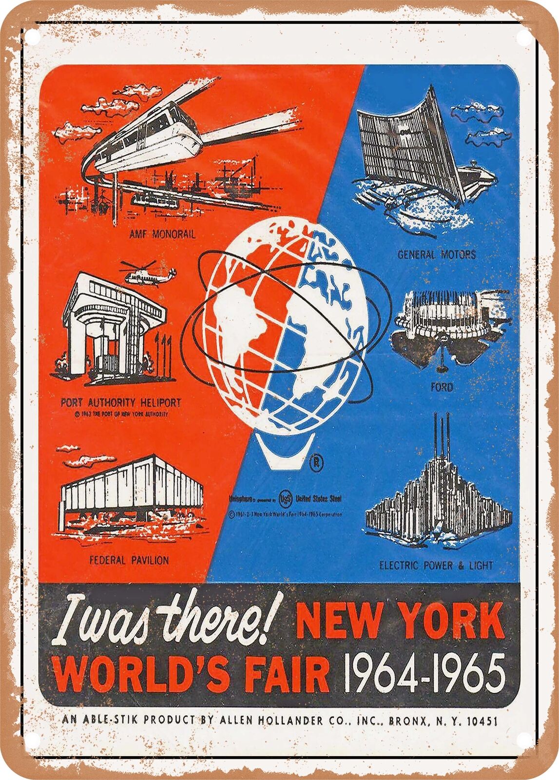 METAL SIGN - 1964 I Was There New York World\'s Fair 1964 1965 Vintage Ad