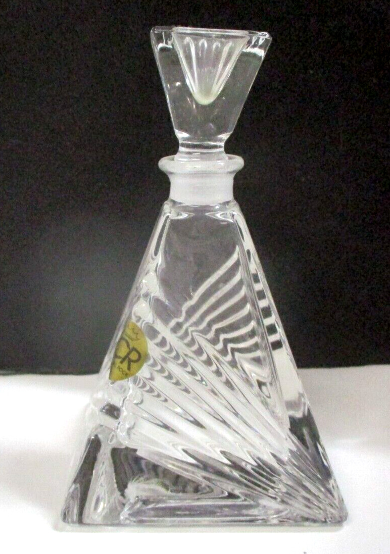 Vintage RCR ~ ROYAL CRYSTAL ROCK Lead Crystal Pyramid  Perfume Bottle