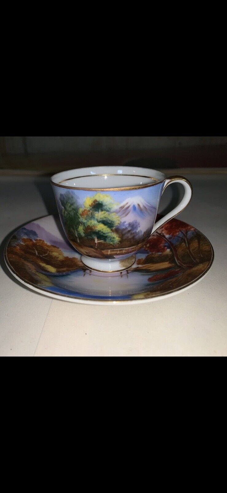 Vintage “LILY LINA” Made in Japan Hand Painted Demitasse CUP AND SAUCER