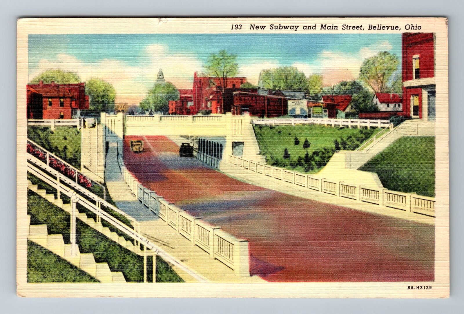 Bellevue OH-Ohio, New Subway & Main St, c1940 Antique Vintage Souvenir Postcard
