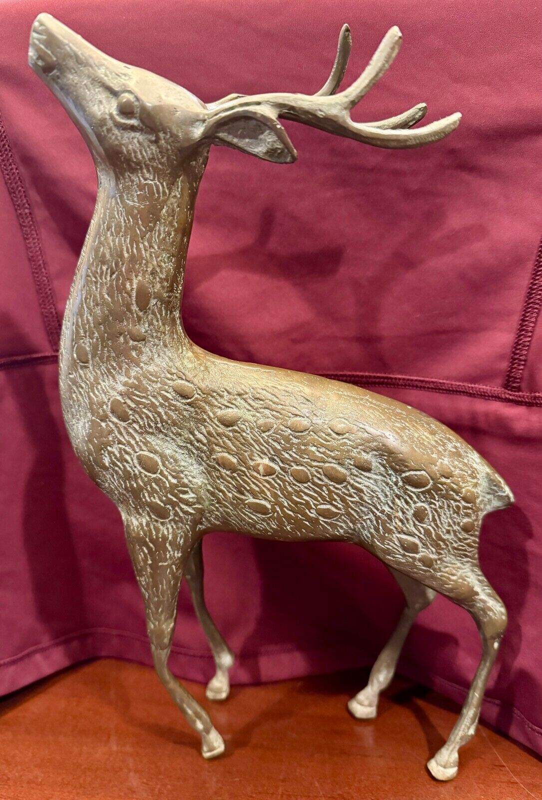 Solid Brass Deer with Spots Buck Statue Figure - Large