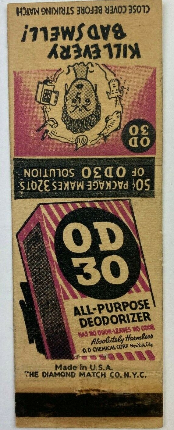 Kill Every Bad Smell OD30 All Purpose Deodorizer Vintage Matchbook Cover
