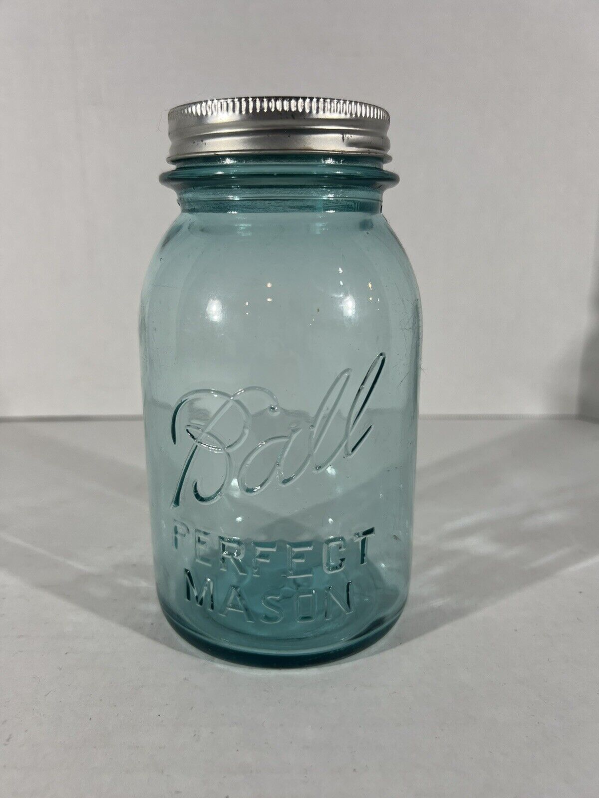 Ball Perfect Mason Blue Vintage Canning Jar, 1923-1933, 32oz (1qrt) Number 6