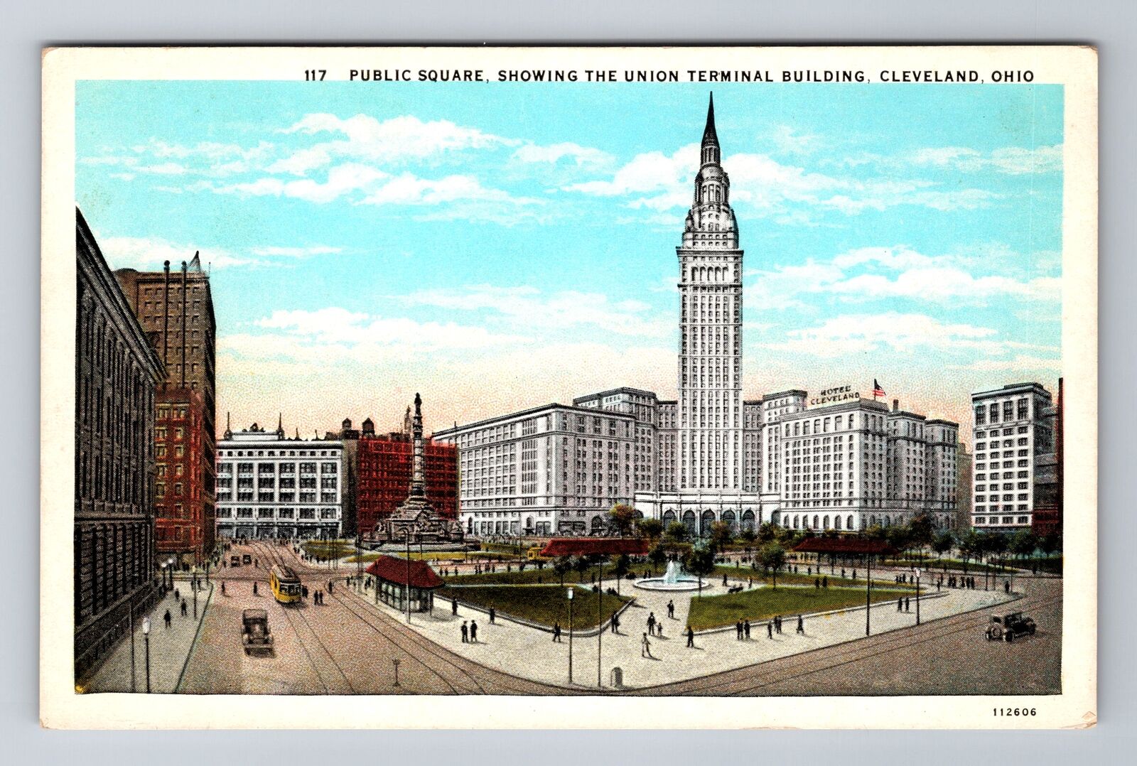 Cleveland OH-Ohio, Union Terminal Building, Antique Vintage Souvenir Postcard