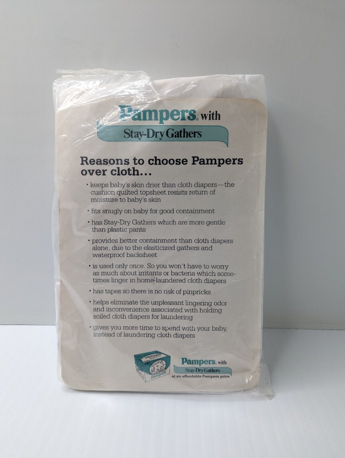 Vintage 3 Pack Pampers Plastic backed diapers stay-dry gathers 1980s NEW *READ*