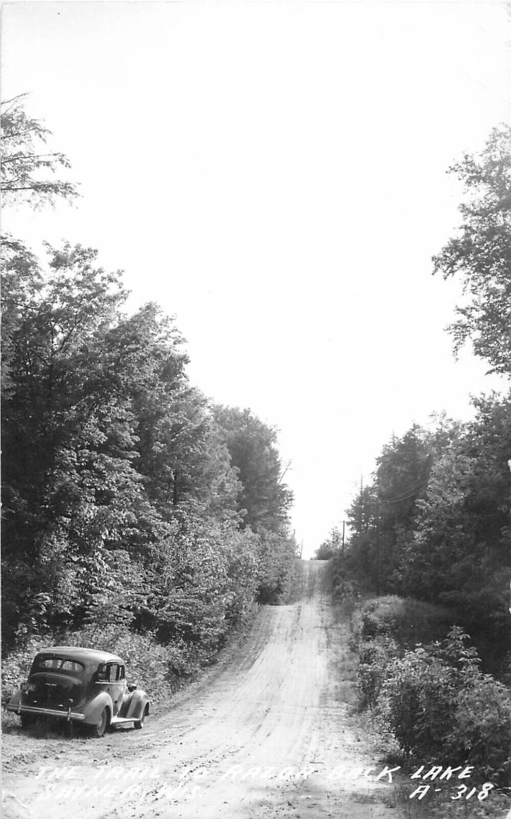 c1930s Road to Razorback Lake, Sayner, Wisconsin Real Photo Postcard/RPPC
