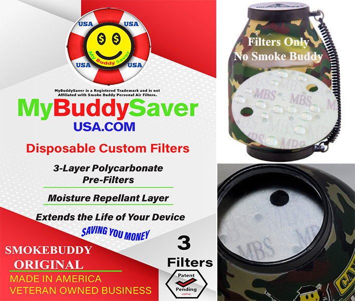 Smoke Buddy Original Compatible Moisture Repellent Disposable Pre-Filters