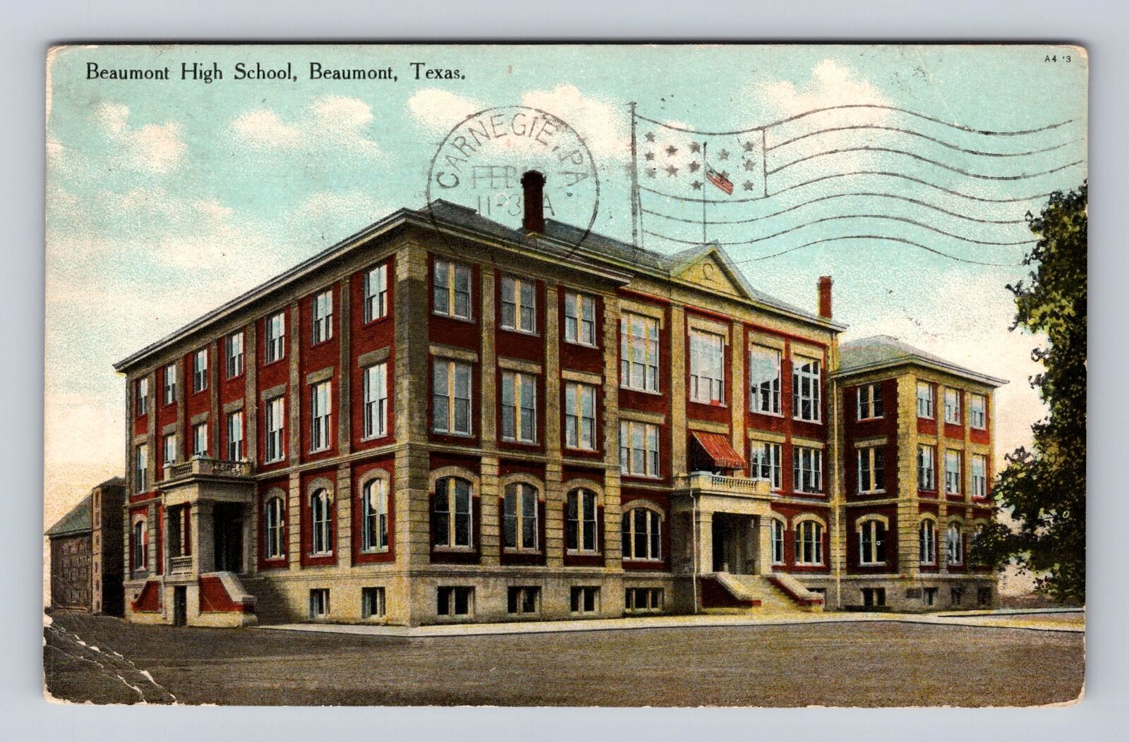 Beaumont TX-Texas, Beaumont High School, Antique Vintage c1910 Postcard