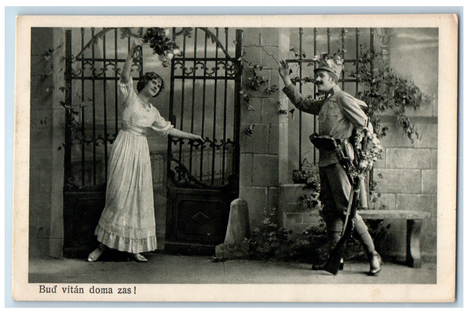 Hungary Postcard Will Be Welcome at Home Again c1920's WW1 Soldier Romance