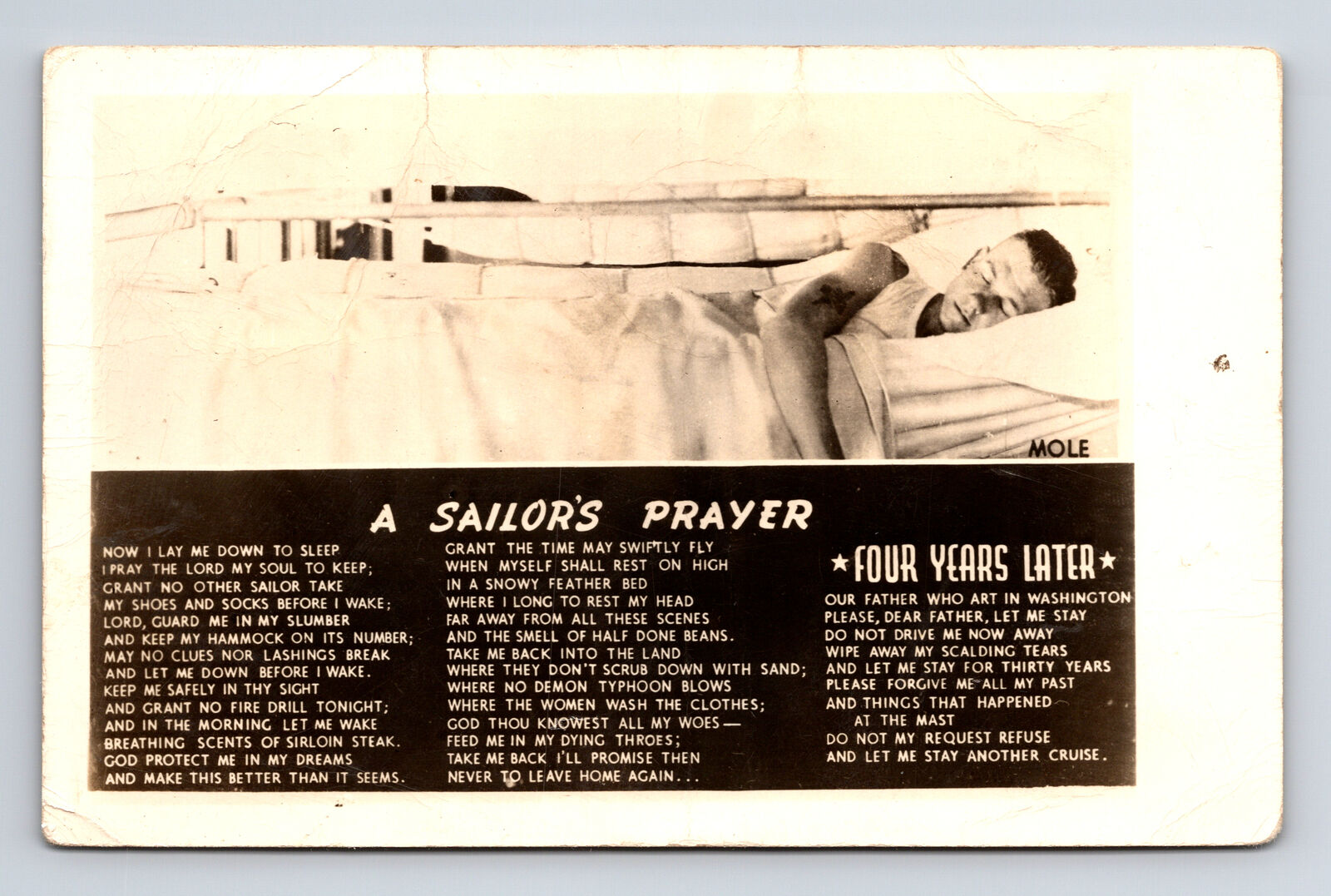 c1946 RPPC Sailors Prayer Waukegan Illinois IL Real Photo Postcard