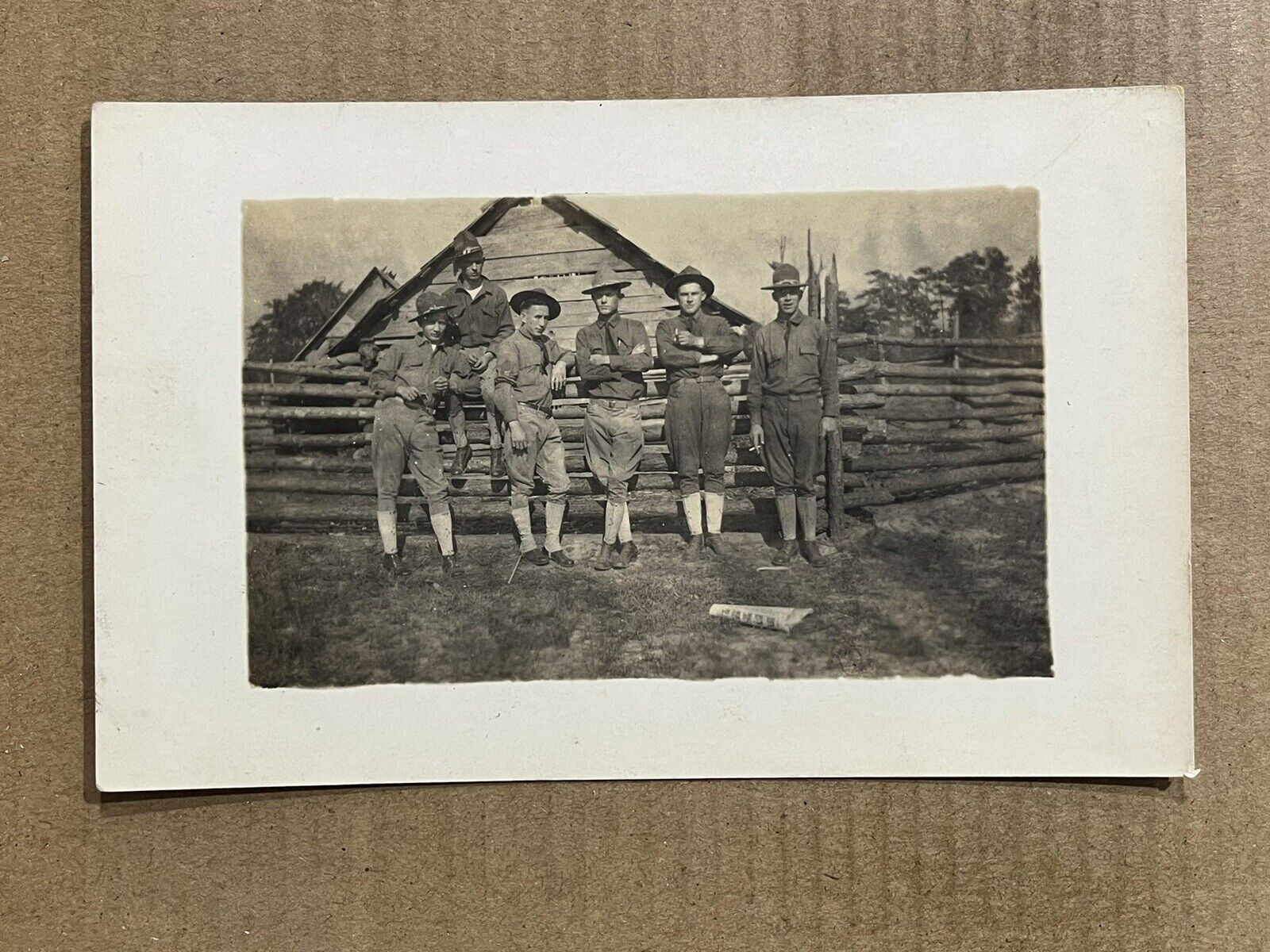 Postcard RPPC Military Army Soldiers In Uniform WWI Vintage Real Photo