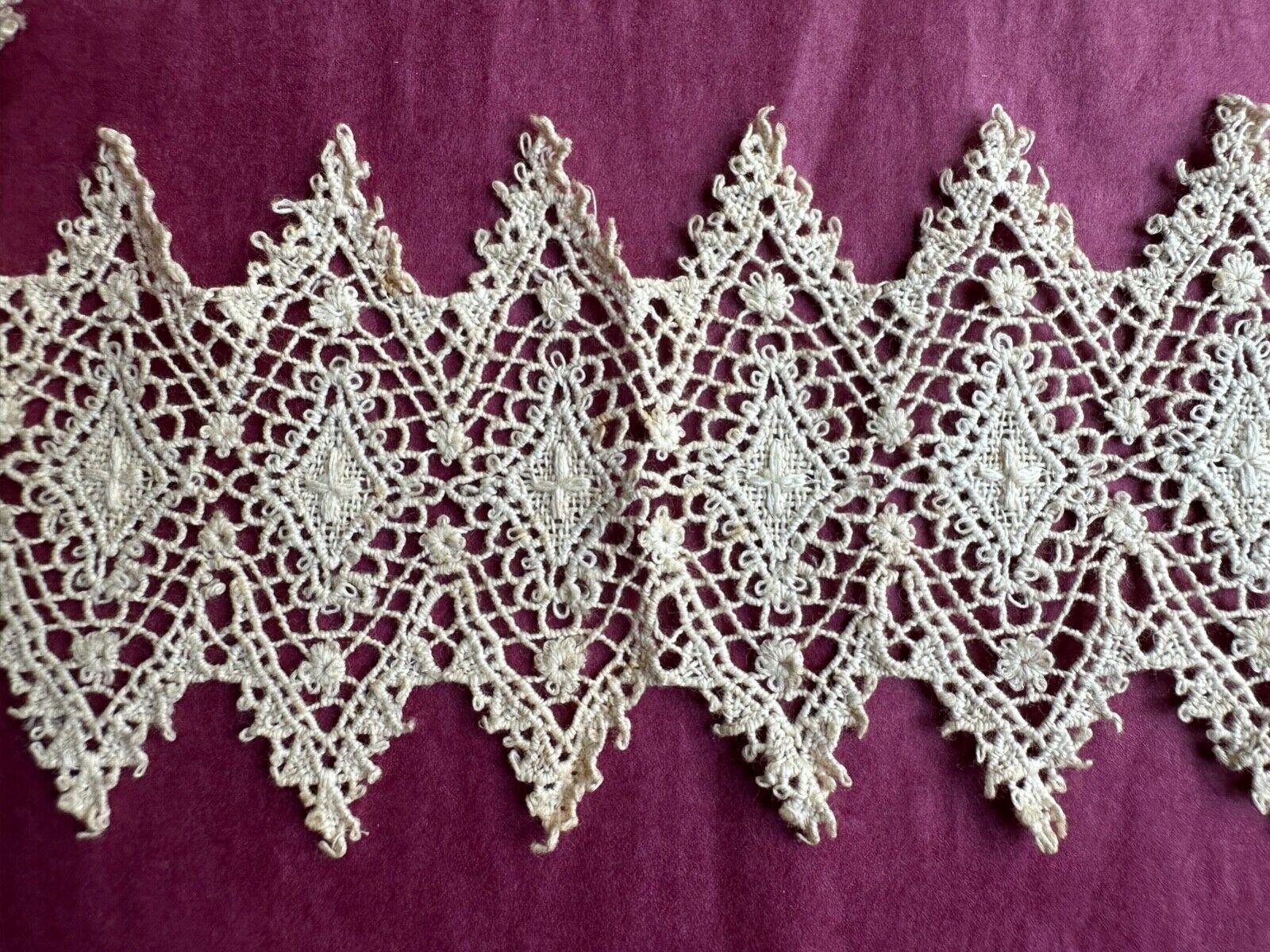 Three Gorgeous  Antique French Lace Guipure Insertion 75cm+38cm+20cm by 9cm
