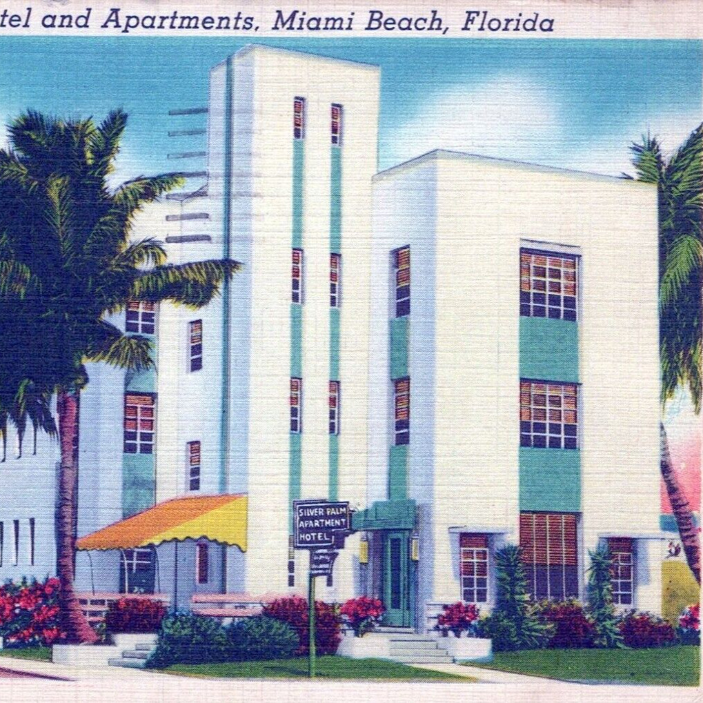 1951 Silver Palm Hotel Apartments Rates Pricelist Miami Beach Florida Postcard