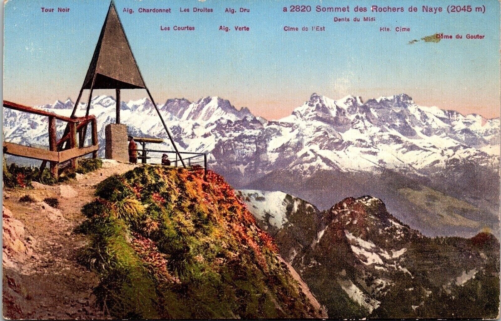 Sommet Des Rochers De Naye Postcard Antique UNP Unused DB Zurich Tour Noir