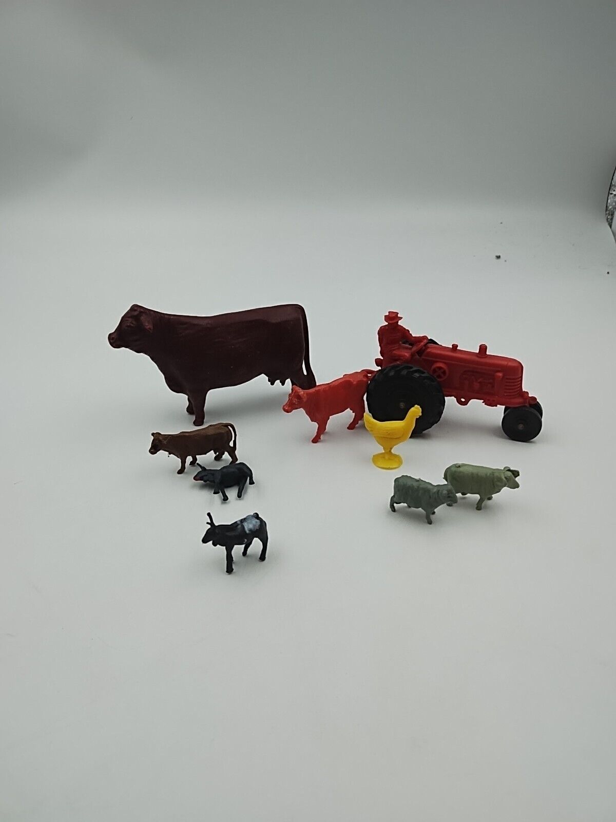 Vintage Farmhouse Animals Plastic Sheep And Cows  Bulk Lot Farmer Toys 