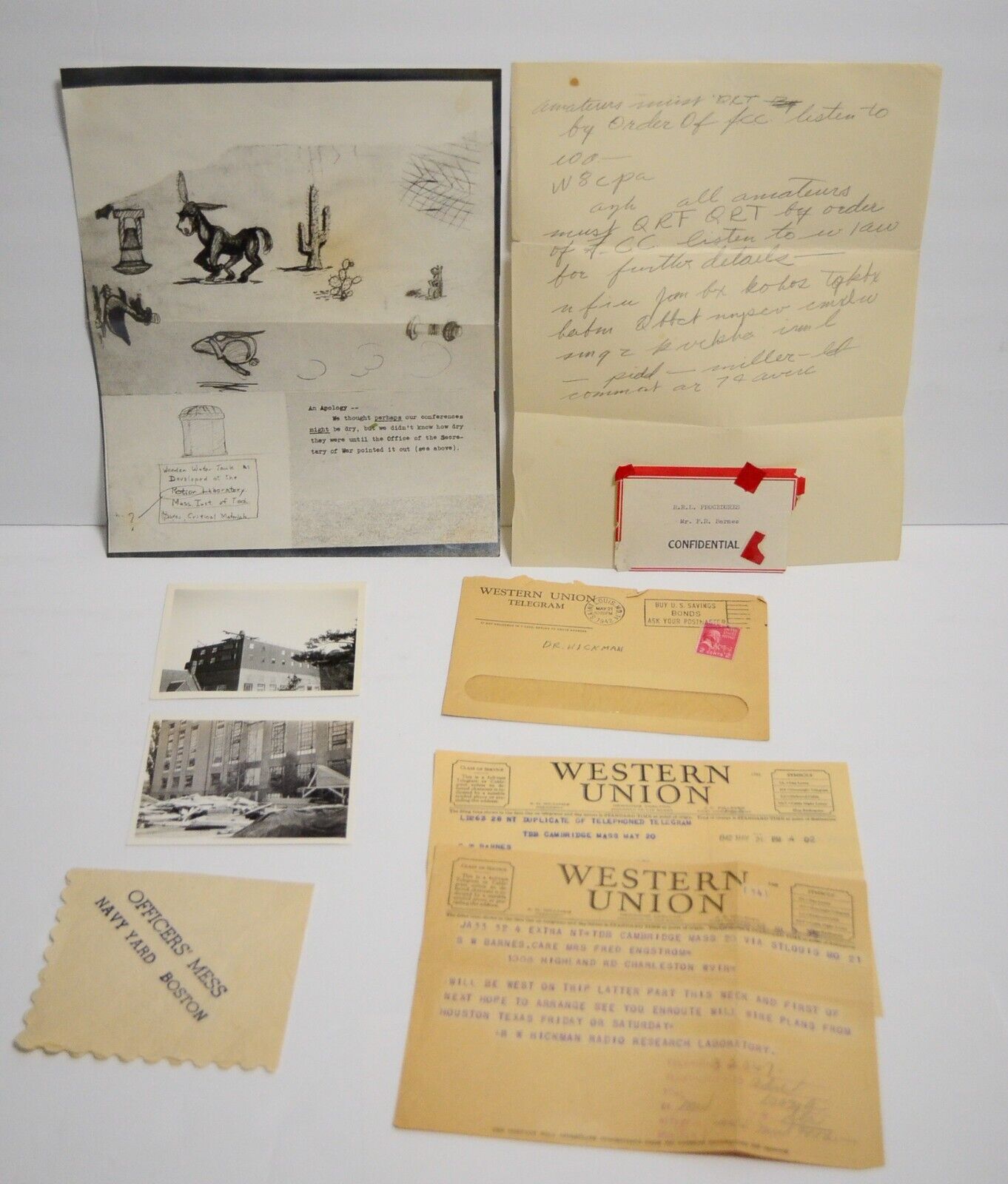 1942 Harvard Univ Radio Research Laboratory MIT Radiation Misc Ephemera WWII Vtg
