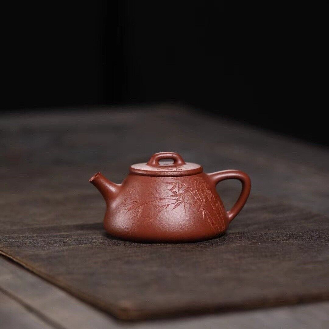 120cc Yixing Zisha Purple Clay JiangpoNi Handmade Carved Shipiao Teapot