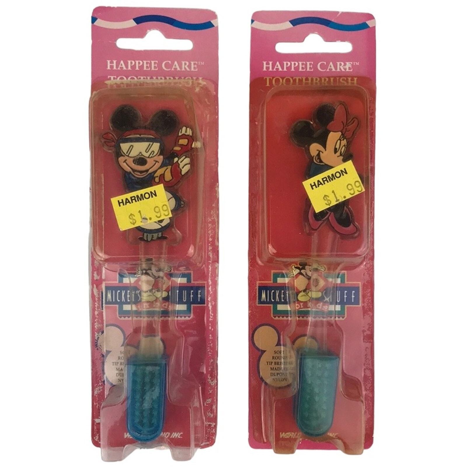 Vtg NOS Disney Mickey\'s Stuff Mickey and Minnie Mouse Happee Care Toothbrushes