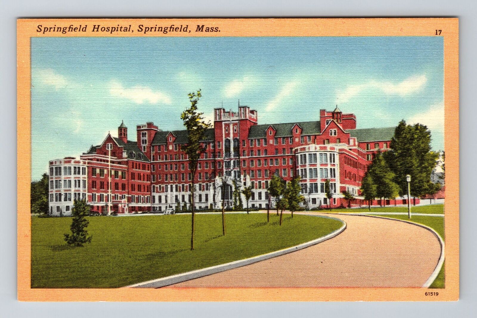 Springfield MA-Massachusetts, Hospital, Exterior, Vintage Postcard