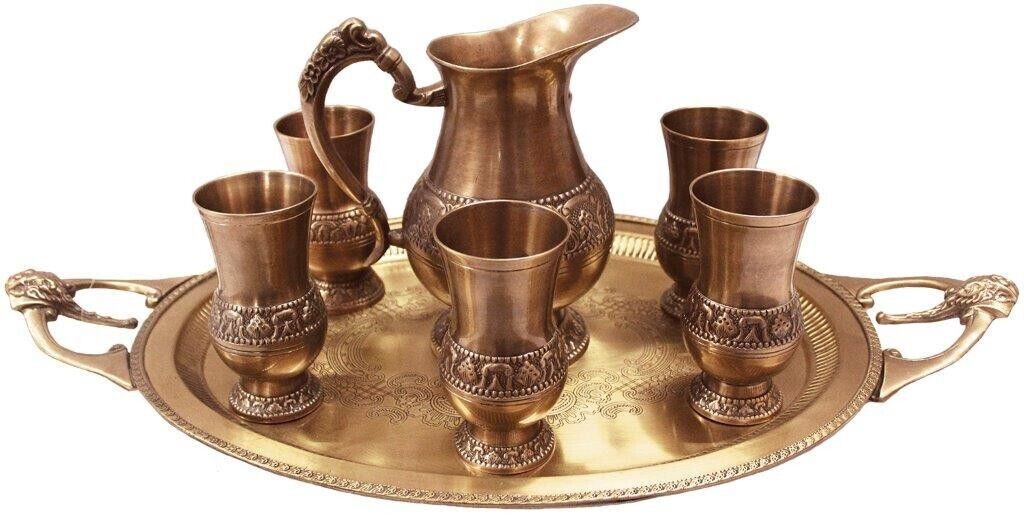 Elegant Vintage Solid Brass Vase Set 