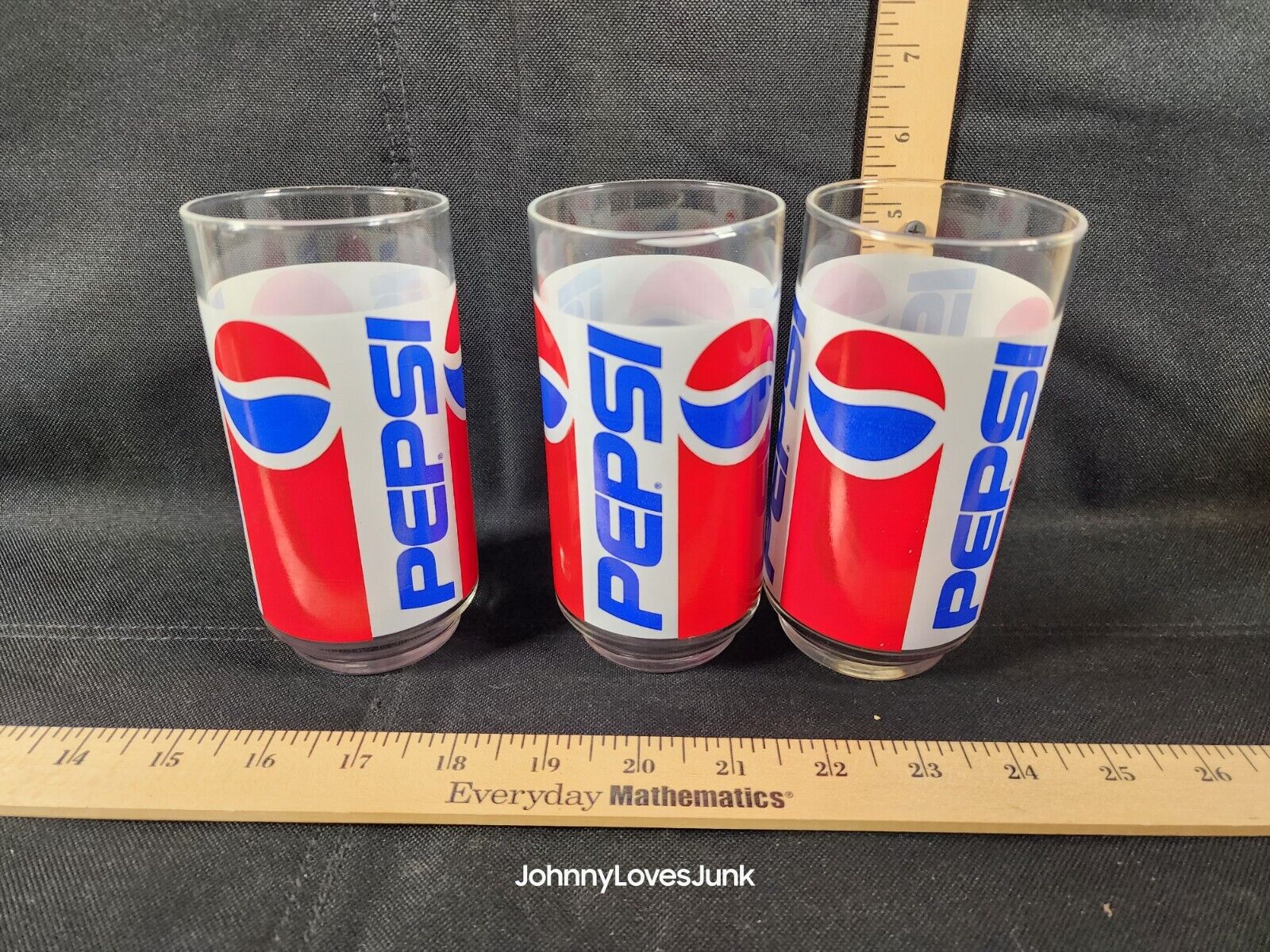 Vintage Lot Of 3 Pepsi Glass Red White Blue 16 ounces