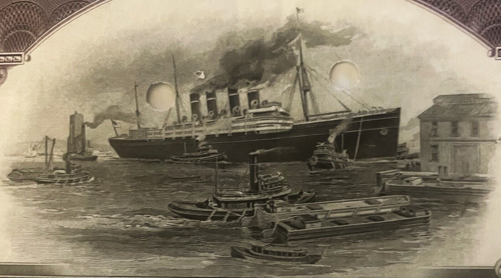 Antique 1910s Titanic International Mercantile Marine Stock Certificate Purple 1