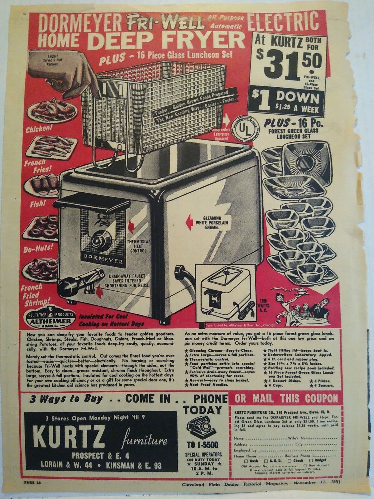 1951 Dormeyer Fri-Well Fryer Humorous Vintage Original Magazine Print Ad