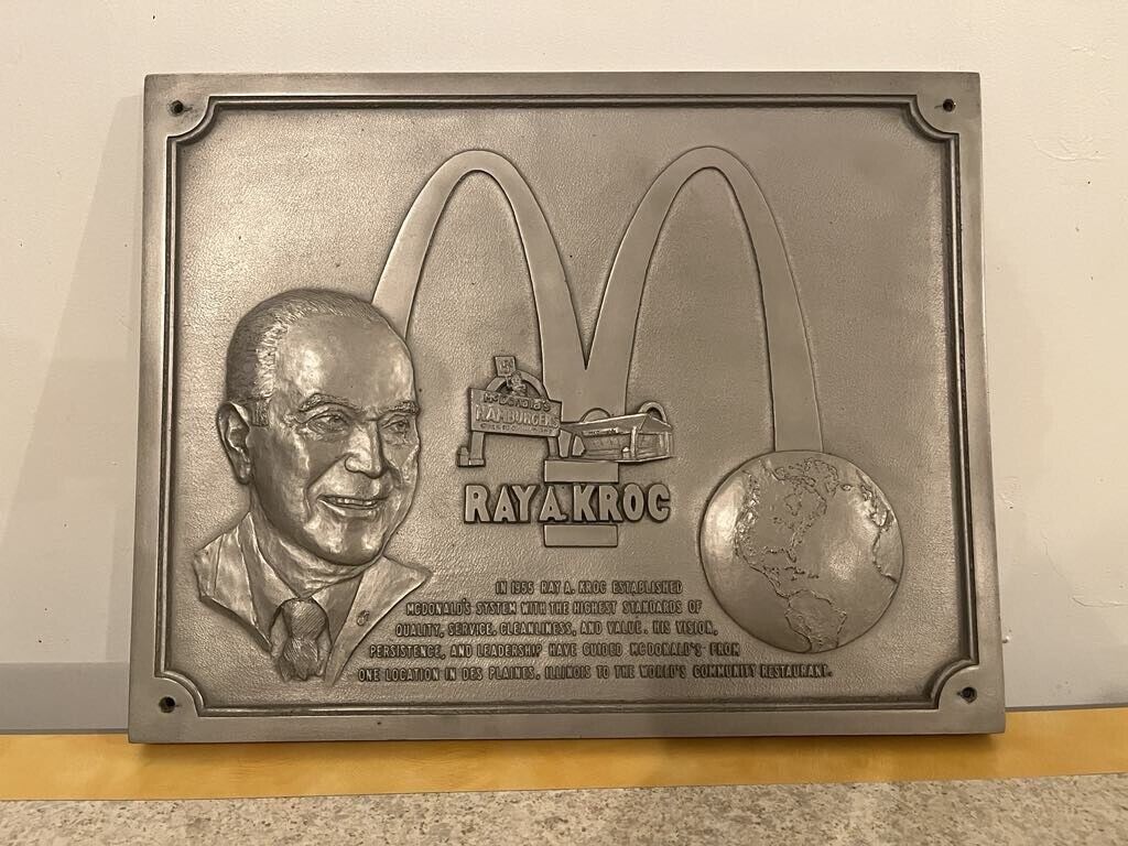 Vintage 1970’s McDonald’s Ray A Kroc Plaque
