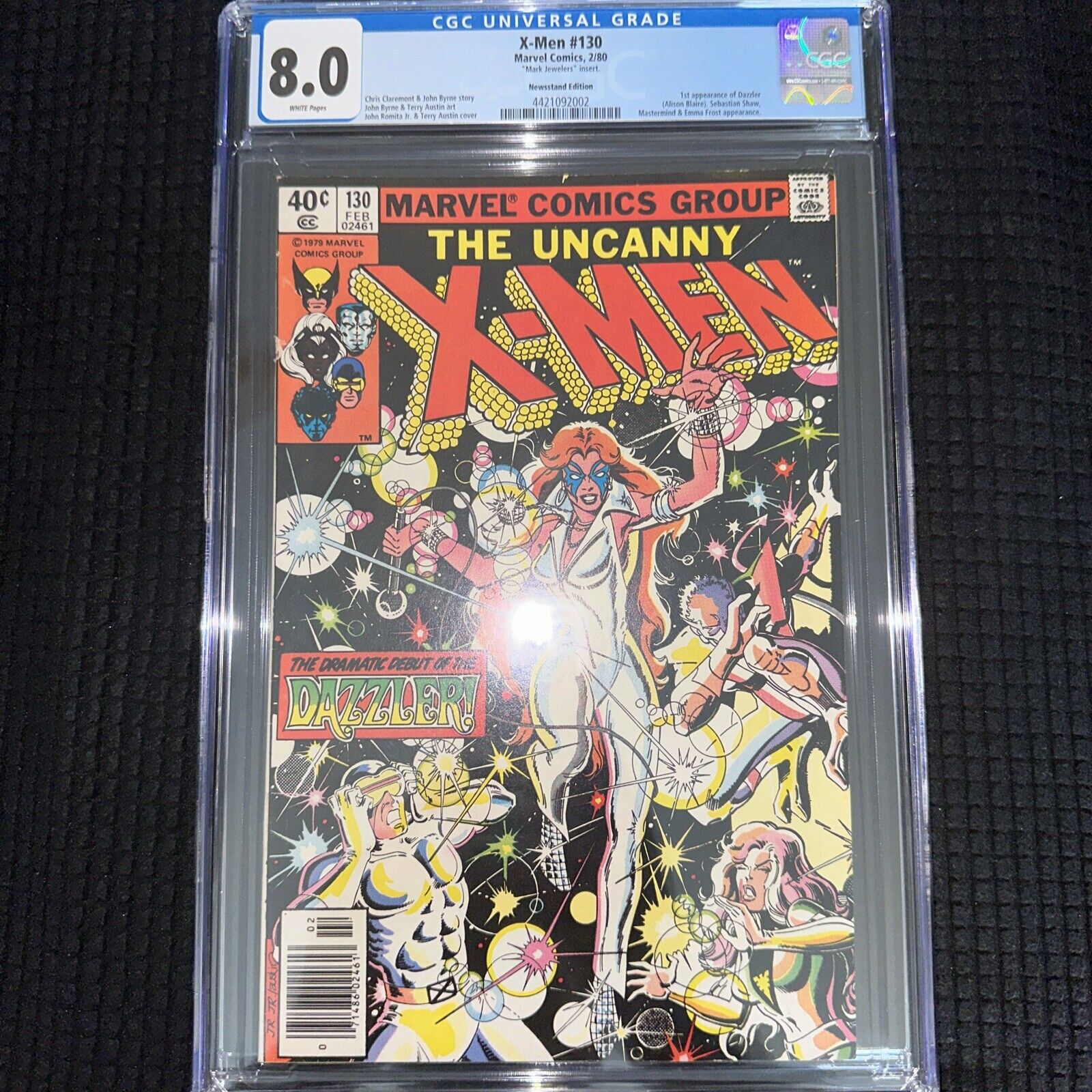 X-MEN #130 CGC 8.0 MARK JEWELERS WH PAGES /1ST APPEARANCE OF DAZZLER MARVEL 1980