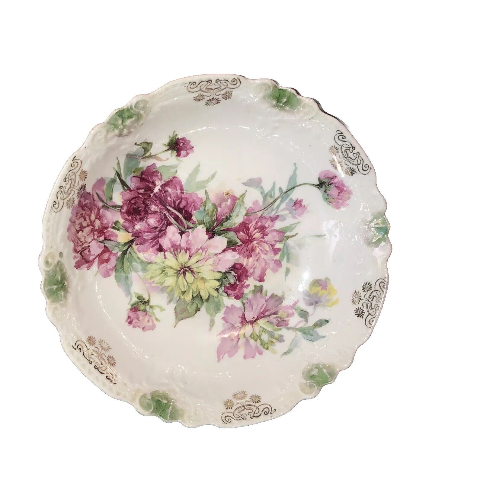 Large Antique Ceramic Serving Bowl Roses Cottage Chic ￼fun