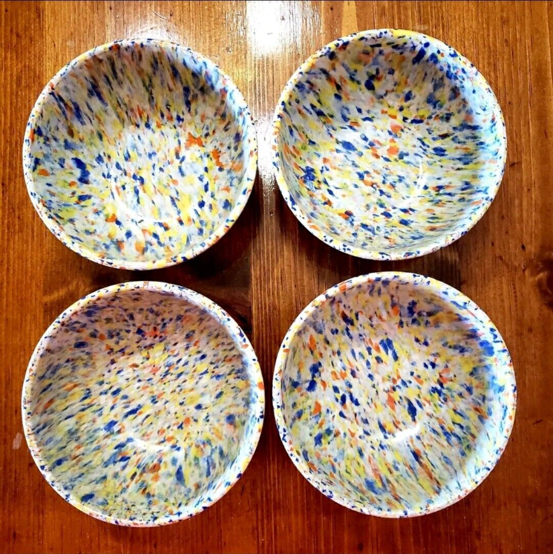 Vintage Prolon #9940 Gray Splatterware Melamine CONFETTI  Bowls set 4. 