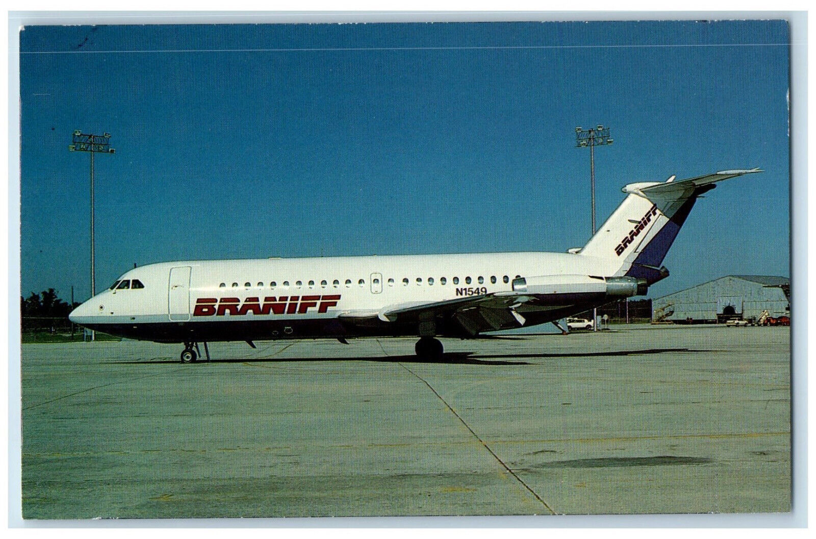 c1980\'s Braniff Bac 1-11 203/AE Airplane Vintage Unposted Aerogem Postcard