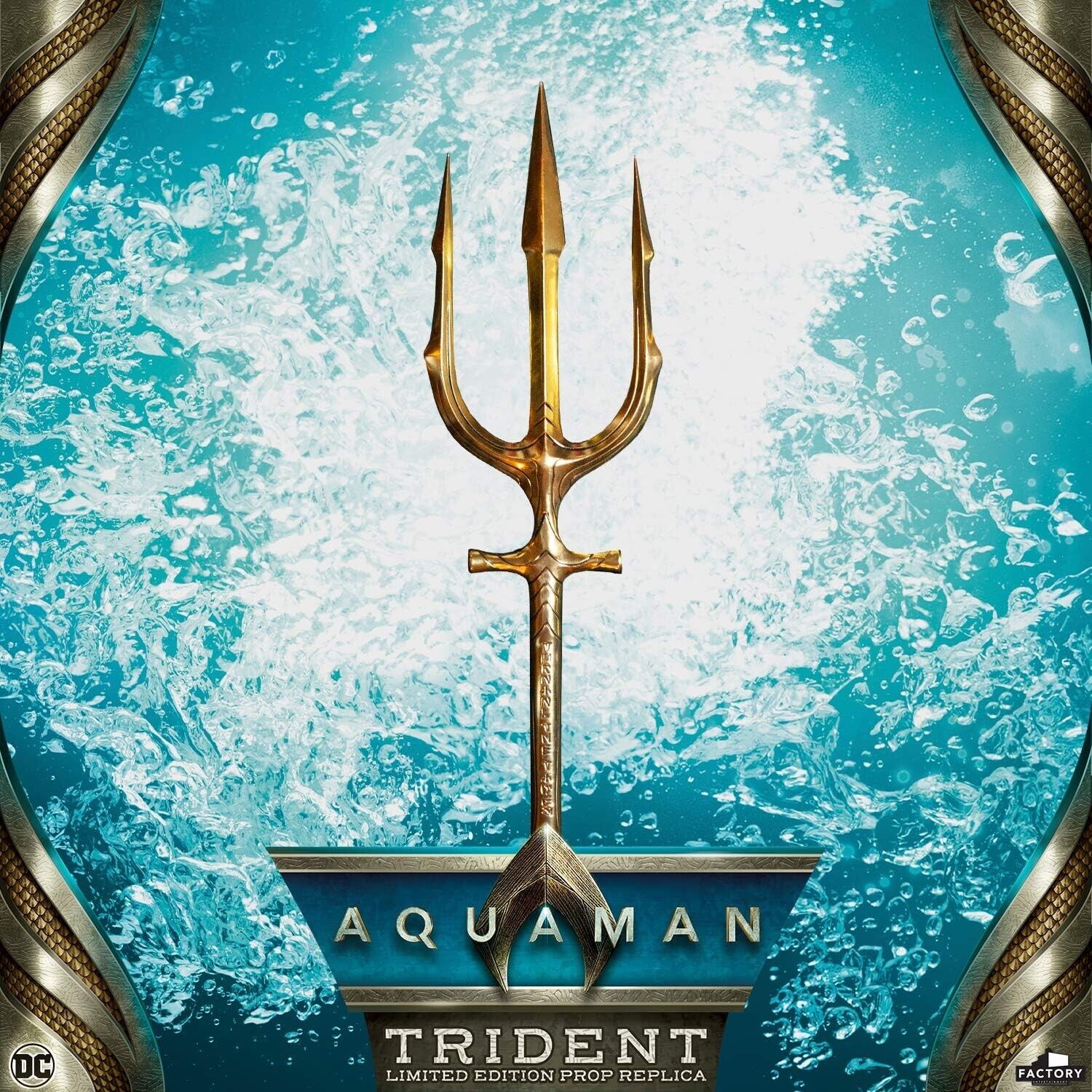 AQUAMAN\'S GOLD TRIDENT SIDESHOW FACTORY ENTERTAINMENT  DC   1:1 SCALE NEW SEALED