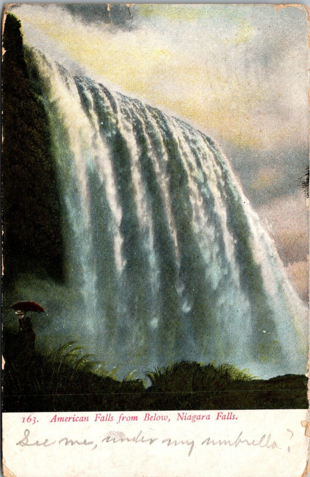 Postcard American Falls From Below Niagara Falls POSTED 1907
