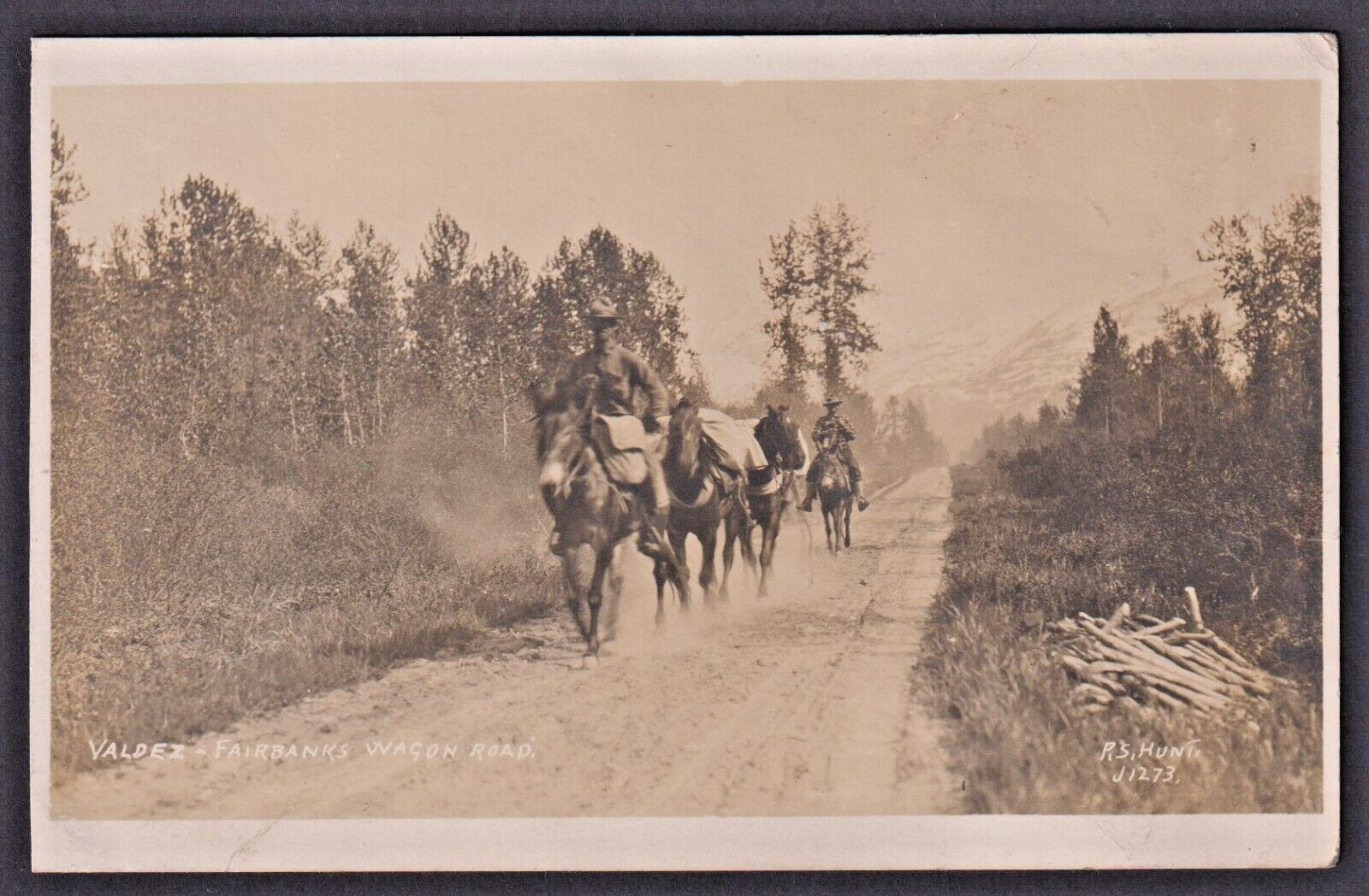 c 1910-1914 RPPC Photo VALDEZ - FAIRBANKS WAGON ROAD, PS Hunt Photo J1273