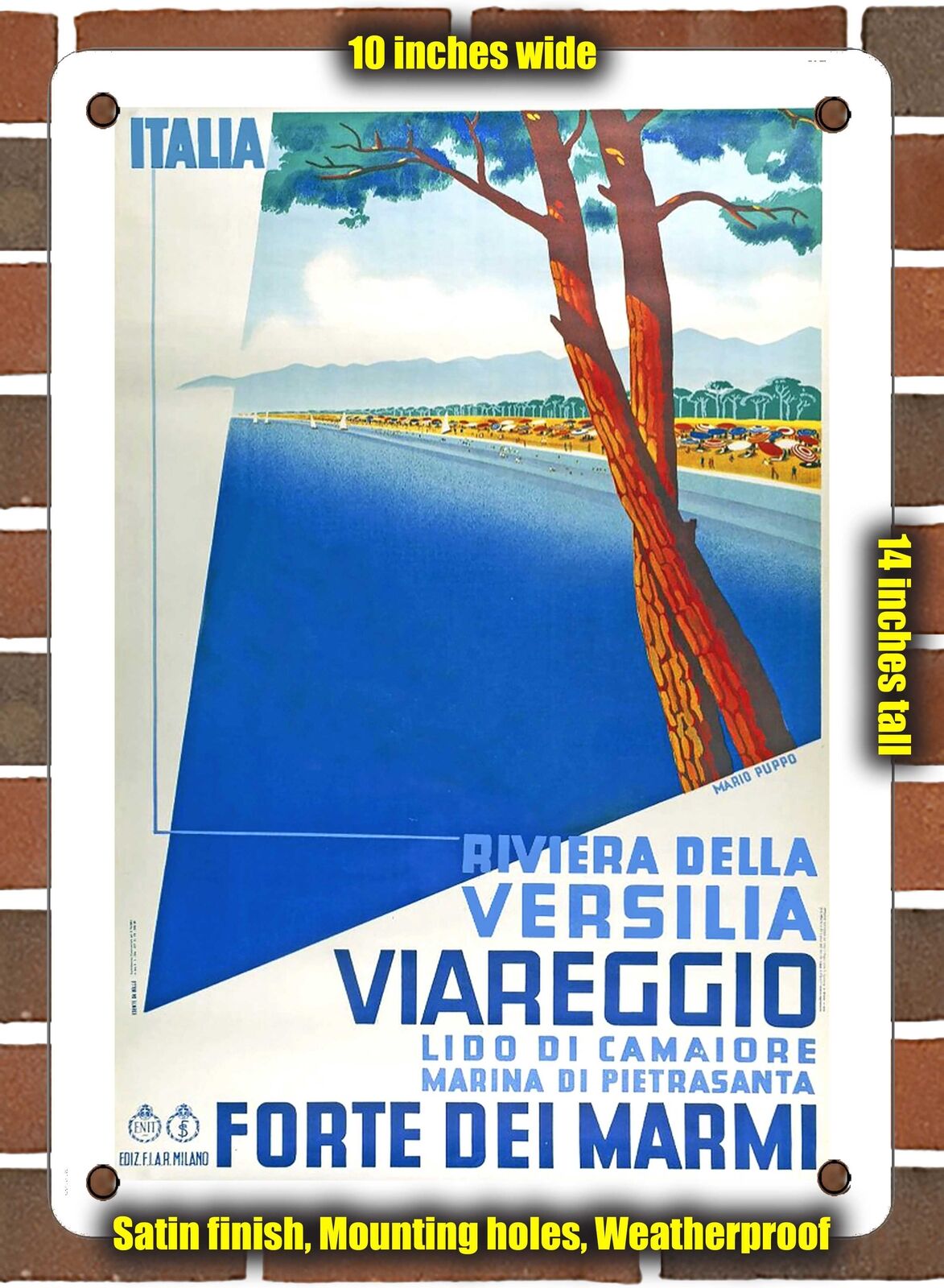 METAL SIGN - 1934 Italy Riviera Della Versilia Viareggio - 10x14 Inches