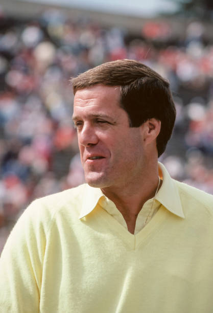 Head Coach Terry Donahue UCLA Bruins watches from sidelines a - 1983 Old Photo